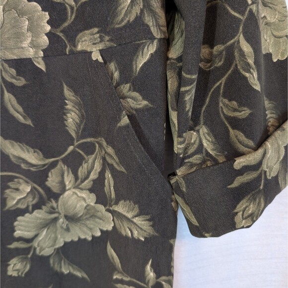 Vintage Talbots Size 6 Green Floral Button Up Midi Jacket Dress Long Duster - Picture 14 of 15